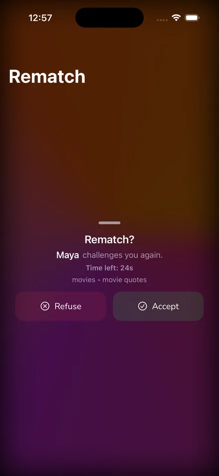The rematch screen