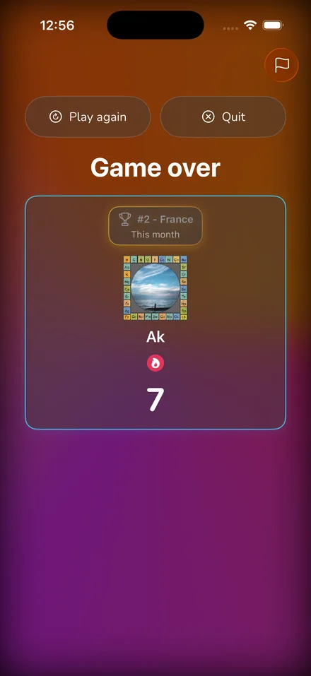 The end-of-round result screen