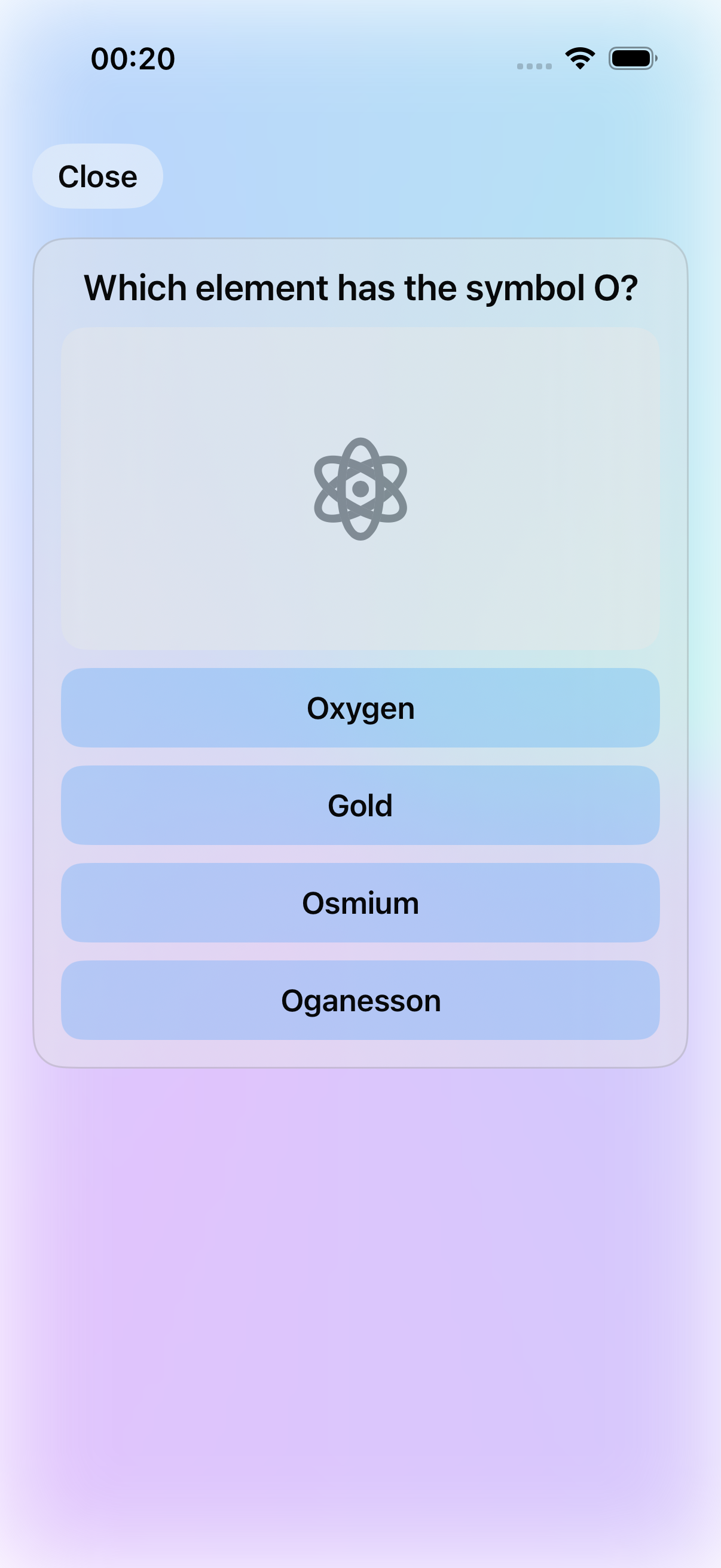 Question gameplay screen