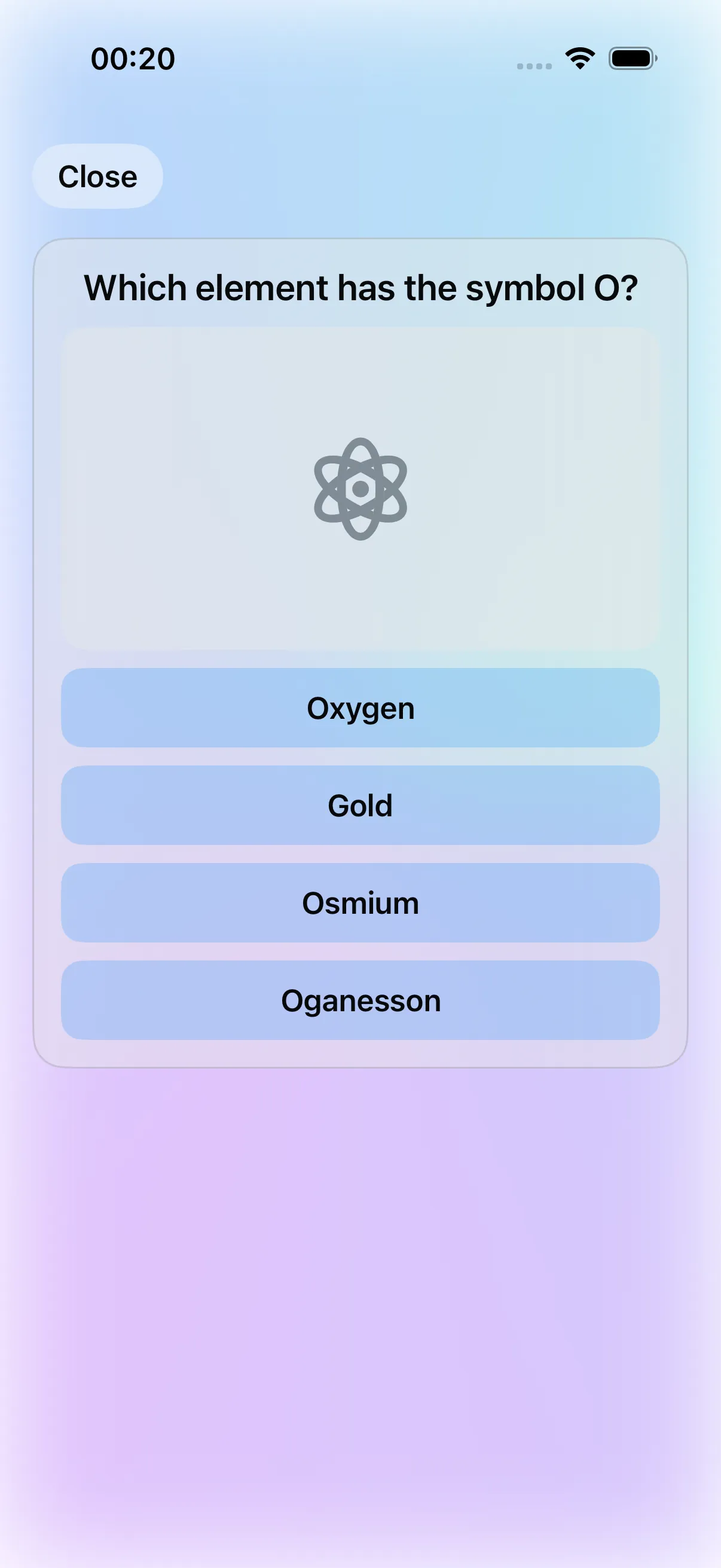 Question gameplay screen